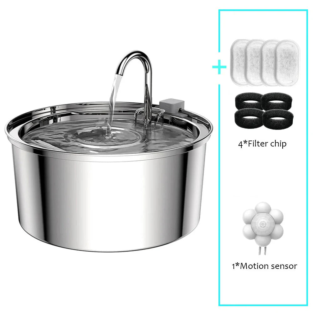 Paws and Splash - Stainless Steel Cat Water Fountain